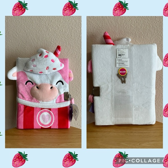 Strawberry Shake Plush Lock Diary - Picture 3 of 5